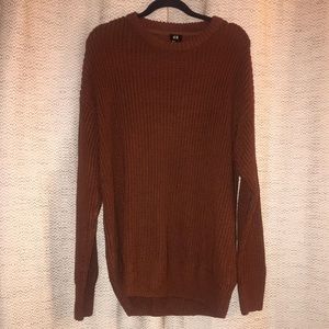 H&M Men’s XL Rust Brown Cable Knit Sweater
